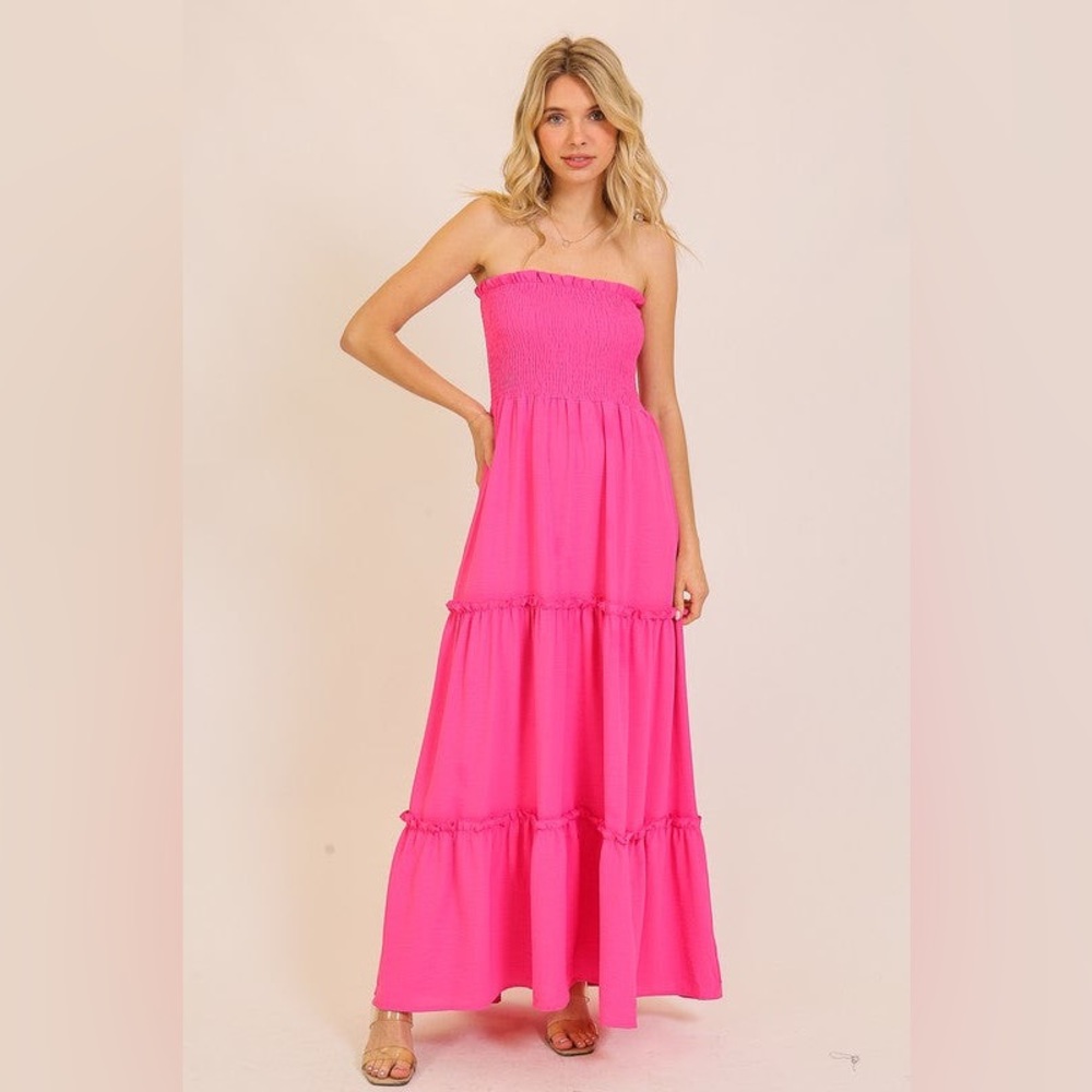 #02 Nova Pink Strapless Maxi 
Dress
